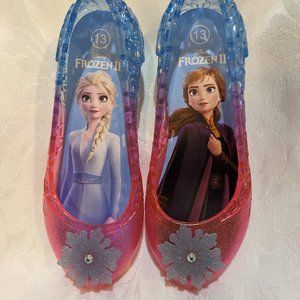 Disney Frozen Light Up Pink & Blue Slip On Wedge Jelly Shoes